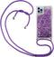 Lunso - Backcover hoes met koord - Geschikt voor iPhone 14 Pro - Glitter Paars