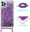 Lunso - Backcover hoes met koord - Geschikt voor iPhone 14 Pro - Glitter Paars