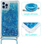 Lunso - Backcover hoes met koord - Geschikt voor iPhone 14 Pro - Glitter Blauw