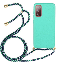 Lunso - Backcover hoes met koord - Geschikt voor Samsung Galaxy S20 FE - Cyaan