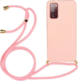 Lunso - Backcover hoes met koord - Geschikt voor Samsung Galaxy S20 FE - Roze