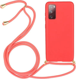 Lunso - Backcover hoes met koord - Geschikt voor Samsung Galaxy S20 FE - Rood
