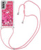 Lunso - Backcover hoes met koord - Geschikt voor Samsung Galaxy S21 FE - Glitter Roze