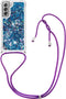 Lunso - Backcover hoes met koord - Geschikt voor Samsung Galaxy S21 FE - Glitter Blauw
