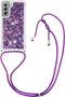 Lunso - Backcover hoes met koord - Geschikt voor Samsung Galaxy S21 FE - Glitter Paars