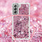 Lunso - Backcover hoes met koord - Geschikt voor Samsung Galaxy S21 FE - Glitter Rose Goud