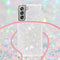 Lunso - Backcover hoes met koord - Geschikt voor Samsung Galaxy S21 FE - Glitter Zilver