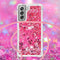 Lunso - Backcover hoes met koord - Geschikt voor Samsung Galaxy S21 FE - Glitter Roze