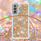 Lunso - Backcover hoes met koord - Geschikt voor Samsung Galaxy S21 FE - Glitter Goud