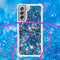 Lunso - Backcover hoes met koord - Geschikt voor Samsung Galaxy S21 FE - Glitter Blauw