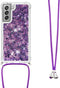Lunso - Backcover hoes met koord - Geschikt voor Samsung Galaxy S21 FE - Glitter Paars