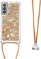 Lunso - Backcover hoes met koord - Geschikt voor Samsung Galaxy S21 FE - Glitter Goud