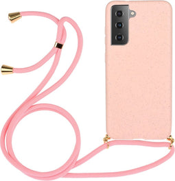 Lunso - Backcover hoes met koord - Geschikt voor Samsung Galaxy S21 - Roze