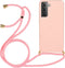 Lunso - Backcover hoes met koord - Geschikt voor Samsung Galaxy S21 - Roze