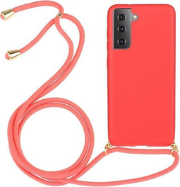 Lunso - Backcover hoes met koord - Geschikt voor Samsung Galaxy S21 Plus / S21+- Rood