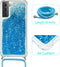 Lunso - Backcover hoes met koord - Geschikt voor Samsung Galaxy S21 Plus / S21+ - Glitter Blauw