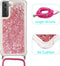 Lunso - Backcover hoes met koord - Geschikt voor Samsung Galaxy S21 Plus / S21+ - Glitter Rose Goud
