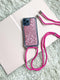 Lunso - Backcover hoes met koord - Geschikt voor Samsung Galaxy S21 Plus / S21+ - Glitter Rose Goud