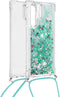 Lunso - Backcover hoes met koord - Geschikt voor Samsung Galaxy S22 Ultra - Glitter Groen