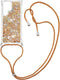 Lunso - Backcover hoes met koord - Geschikt voor Samsung Galaxy S22 Ultra - Glitter Goud