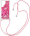 Lunso - Backcover hoes met koord - Geschikt voor Samsung Galaxy S22 Ultra - Glitter Roze