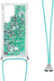 Lunso - Backcover hoes met koord - Geschikt voor Samsung Galaxy S22 Ultra - Glitter Groen