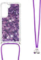 Lunso - Backcover hoes met koord - Geschikt voor Samsung Galaxy S22 - Glitter Paars