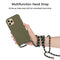 Lunso - Backcover hoes met koord - iPhone 13 Mini - Army Groen
