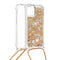 Lunso - Backcover hoes met koord - iPhone 13 Mini - Glitter Goud