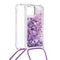 Lunso - Backcover hoes met koord - iPhone 13 Mini - Glitter Paars