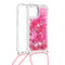 Lunso - Backcover hoes met koord - iPhone 13 Mini - Glitter Roze
