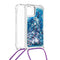 Lunso - Backcover hoes met koord - iPhone 13 Pro Max - Glitter Blauw