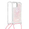 Lunso - Backcover hoes met koord - iPhone 13 Pro Max - Glitter Rose Zilver