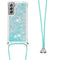 Lunso - Backcover hoes met koord - Samsung Galaxy S21 FE - Glitter Lichtblauw