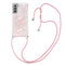 Lunso - Backcover hoes met koord - Samsung Galaxy S21 FE - Glitter Rose Zilver