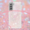 Lunso - Backcover hoes met koord - Samsung Galaxy S21 FE - Glitter Rose Zilver