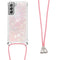 Lunso - Backcover hoes met koord - Samsung Galaxy S21 FE - Glitter Rose Zilver