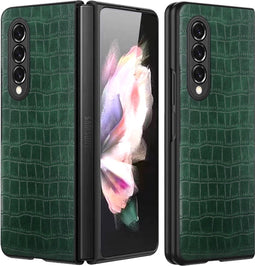 Lunso - Croco patroon cover hoes - Geschikt voor Samsung Galaxy Z Fold3 - Groen