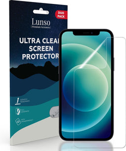 Lunso - Duo Pack (2 stuks) Beschermfolie - Full Cover Screen Protector - Geschikt voor iPhone 12 Mini