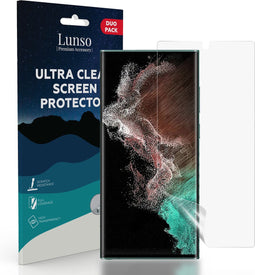 Lunso - Duo Pack (2 stuks) Beschermfolie - Full Cover Screen Protector - Geschikt voor Samsung Galaxy S22 Ultra