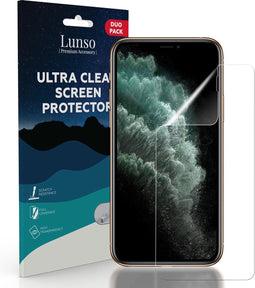 Lunso - Duo Pack (2 stuks) Beschermfolie - Full Cover Screen Protector - Geschikt voor iPhone 11 Pro