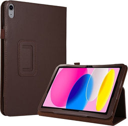 Lunso - Geschikt voor iPad 10 (2022) - Stand flip Bookcase hoes - Bruin