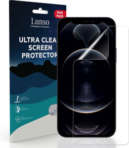 Lunso Geschikt voor iPhone 12 Pro Max - Duo Pack (2 stuks) Beschermfolie - Full Cover Screen Protector