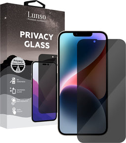 Lunso - Geschikt voor iPhone 14 - Privacy Glass - Gehard beschermglas