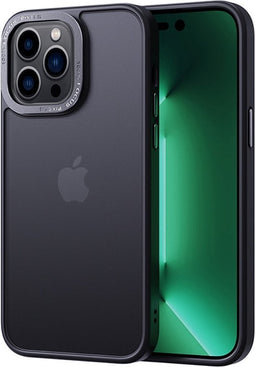 Lunso - Geschikt voor iPhone 15 - Back cover hoesje - Metalen ring Zwart