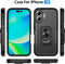 Lunso Geschikt voor iPhone 16 hoesje - Armor backcover met ringhouder - Zwart