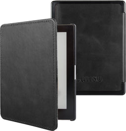 Lunso Geschikt voor Kobo Aura Edition 1 hoes (6 inch) - Leren sleepcover - Zwart
