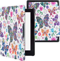 Lunso Geschikt voor Kobo Aura Edition 1 hoes (6 inch) - sleepcover - Vlinders
