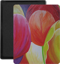 Lunso - Geschikt voor Kobo Aura Edition 1 hoes (6 inch) - Vegan Saffiano Leren sleep cover - Tulpen