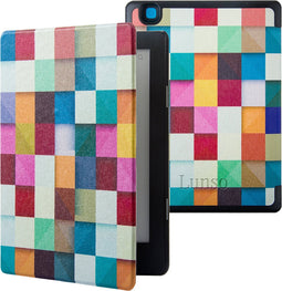 Lunso Geschikt voor Kobo Aura Edition 2 hoes (6 inch) - sleepcover - Blokken